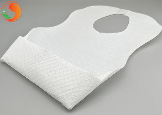 White Disposable Baby Bibs With Pouch Biodegradable100% Pure Cotton Messy Free OEM ODM