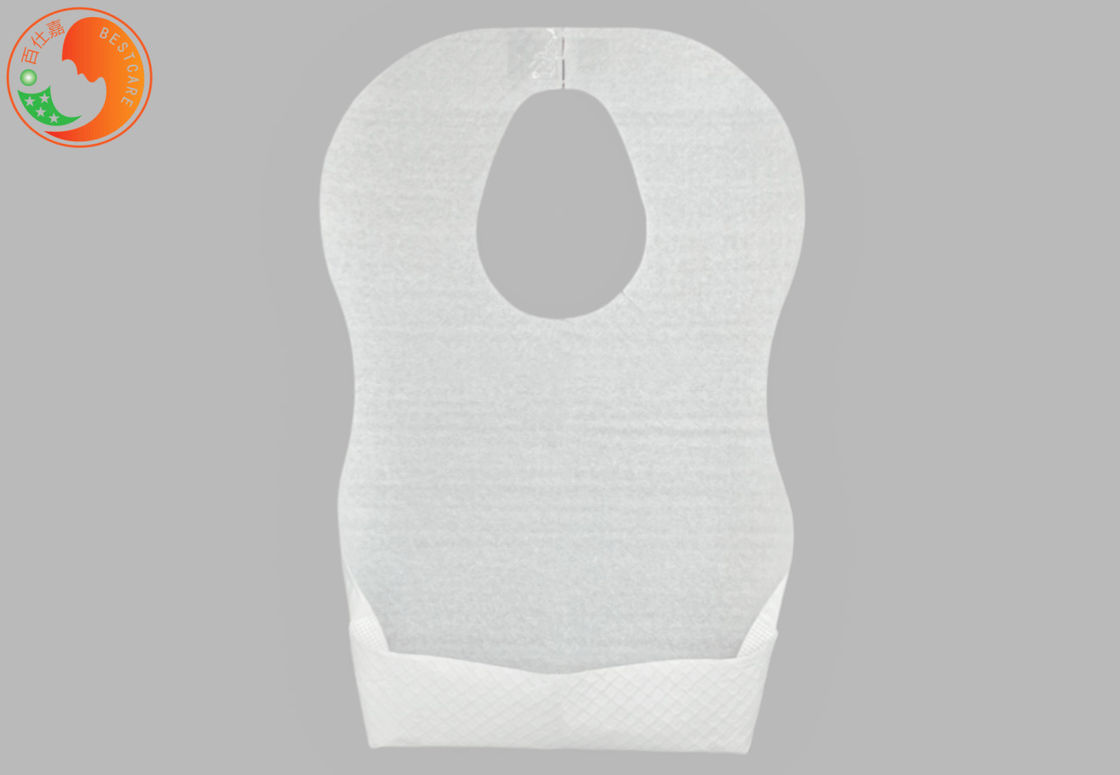 White Disposable Baby Bibs With Pouch Biodegradable100% Pure Cotton Messy Free OEM ODM